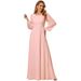 Elegant Chiffon Bridesmaid Dress - Long Sleeve Formal Evening Gown For Women Sexy & Classy Floor-Length Wedding Party Dress_ecoleips.com