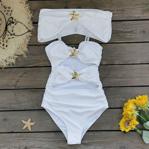 Women's Clothing One Piece Swimsuit Skirt Cape Three Piece Suit Sexy Hollow Swimsuit_ecoleips.com