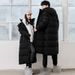 Unisex Long Puffer Coat With 90% White Duck Down - Oversized Knee-Length Winter Jacket For Women & Men (Black/White/Glacier Blue, XS-XXL)_ecoleips.com