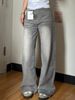 American-style Retro Distressed Light Gray High-waisted Wide-leg Jeans, With A Casual And Trendy Vibe_ecoleips.com
