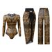 One Piece Swimsuit For Women With Mesh Pants Sun Protective Long Sleeved Three Piece Set Style Vacation Sexy_ecoleips.com