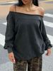 Women's Retro Off-Shoulder Long Sleeve Sweatshirt Solid Color Sexy Street Style Casual Elegant T-Shirt_ecoleips.com