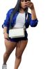 Women's Clothing Sexy Hot Girl Long Sleeve Zipper Two Piece Suit Contrast Color Ribbon Detail Shorts Set_ecoleips.com
