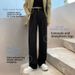 Women's Clothing Women's Slim Fit Wide Leg Pants Casual Loose Black Straight Leg Suit Pants Versatile Drapey Summer Trousers_ecoleips.com