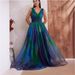 Women Summer Deep V Neck Backless Printed Chiffon Large Hem Flowy Swing A Line Maxi Dress Casual Vacation Beach Party Long Dress_ecoleips.com