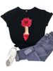 European American Cross-border Foreign Trade Women's Short-sleeve T-shirt With High-heeled Shoe Pattern And Round Neck_ecoleips.com