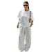 Women's Polka Dot Round Neck Pullover Top Short Sleeved Fashionable Casual Straight Leg Pants Set Summer New Style_ecoleips.com