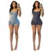 Women's Stretchy Denim Jumpsuit Sleeveless High Elasticity Overalls With Utility Pockets Light Blue Charcoal_ecoleips.com
