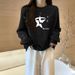 Women's Oversized Fleece Lined Thickened American Retro Sweatshirt Autumn/Winter New Popular Lazy Top Style 2023_ecoleips.com