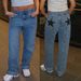 Women's Clothing Retro Five Pointed Star Jeans Contrast Color Stitching Casual Pants_ecoleips.com