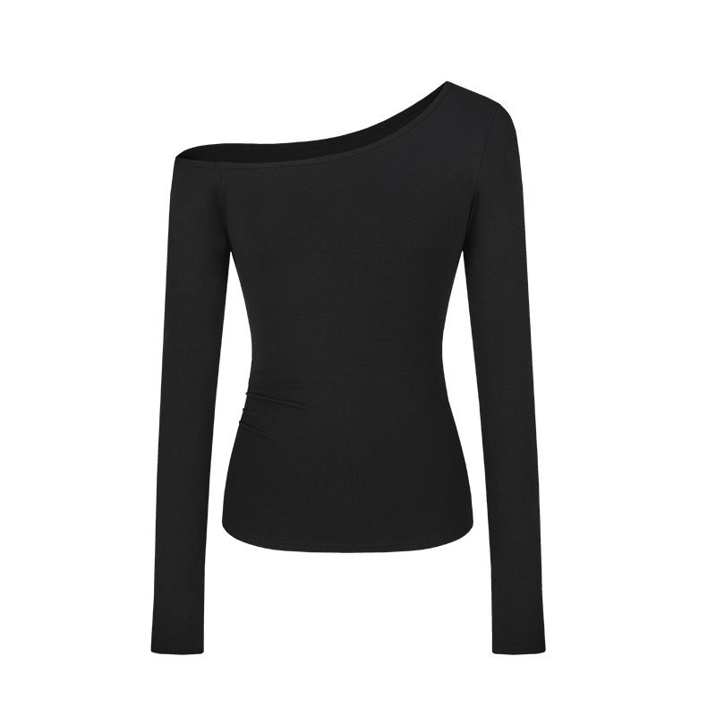 Pure Desire Spice Girl Slim Fit And Thin Off-the-shoulder Long-sleeved T-shirt Women's Early Autumn Design Versatile Bottoming Shirt_ecoleips.com