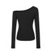 Pure Desire Spice Girl Slim Fit And Thin Off-the-shoulder Long-sleeved T-shirt Women's Early Autumn Design Versatile Bottoming Shirt_ecoleips.com