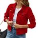 Women's Classic Denim Jacket - Long Sleeve Casual Coat With Timeless Fit (Black/White/Light Blue/Pink, S-2XL)_ecoleips.com