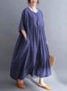 Cotton Vintage Short Sleeve Solid Color Dresses For Women 2026 Summer Casual Loose Long Black Dress Femme Robe Elegant Clothing_ecoleips.com