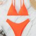 Women's Clothing Solid Color Split Three Point Bikini Sexy Beach Vacation Bikini Female_ecoleips.com