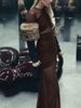 Elegant Brown Mesh Fold Long Sleeve Bodycon Dress Women Evening Party Club Sexy Perspective Fashion Luxury Birthday Dresses EYC8_ecoleips.com