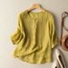 Women's Clothing Summer New Cotton And Linen Mid Sleeve Ladies Shirt Heavy Embroidery Loose Artistic Retro Thin Top White_ecoleips.com