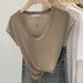 Women's Fashionable Short-Sleeved U-Neck Sweater Factory Direct Sales Relaxed Fit Inner Wear Stylish T-Shirt_ecoleips.com