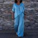 Women's Clothing Plus Size Casual V Neck Pullover Top Multi Color Short Sleeve Length Pants Suit_ecoleips.com