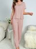 Women's New Style Pajamas Short Sleeve Trousers Elegant Casual Two-piece Solid Color Home Wear_ecoleips.com