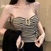 Women's Summer Outfit: Purely Sexy Short Tube With Long Sleeve Cardigan And Striped Tank Top Two-Piece Set_ecoleips.com