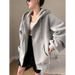 Hongshan Heavyweight Women, High-End European Style Cardigan, Loose Fit Slimming Couple Hooded Sweatshirt Jacket For_ecoleips.com