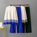 Women's Autumn Winter Knitted Sweater And Wide Leg Pants Set Color Block Stretchy Casual Loose Two-Piece Outfit_ecoleips.com