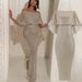 Women's Clothing Ruffled Chest Wrap One Shoulder Dress Sequined Slit Hip Evening Dress_ecoleips.com