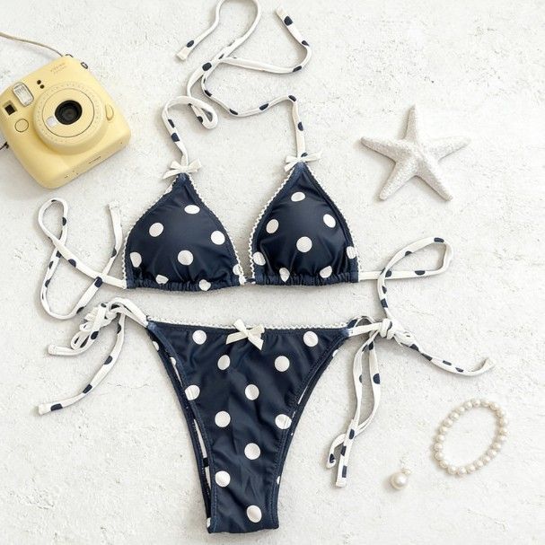New Women's Lace-Up Two-Piece Swimsuit Style Sexy Bikini Hot Spring Beach Swimwear Popular Online_ecoleips.com