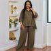 Plus Size Women’s Striped Shirt & High-Waisted Wide-Leg Pants Set – Trendy Spring 2026 Casual Outfit (S-XXL)_ecoleips.com