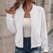 Women’s High-Neck Zip-Up Knit Cardigan – Stylish Long Sleeve Lightweight Jacket For Casual & Office Wear (Green, Black, White, Light Grey)_ecoleips.com