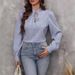 Verve 2025 Women's Fashion Autumn Winter New V-neck Tie Button Striped Long Sleeve Shirt_ecoleips.com