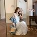 Pure Desire Style White Strap For Women, New Spring/Summer Beach Vacation Elegant Draped Sweet Long Dress_ecoleips.com