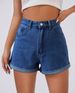 Women's Retro High-Waisted Rolled-Up Denim Shorts Summer Casual Fashion Thin Shorts_ecoleips.com