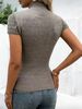 2026 New Arrival: Soft And Skin-Friendly Sexy High-Neck Top, Women's Slim Fit Textured Knit Short-Sleeve Top, Perfect For A Date Look_ecoleips.com