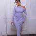 Women's Clothing Autumn And Winter New Hot Selling Oblique Shoulder Long Sleeved Hip Wrapped Long Skirt Fashionable Sexy Pleated Slim Dress_ecoleips.com