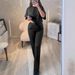 Women's Casual Solid Color Two Piece Set Round Neck Short Sleeved Top And High Waisted Straight Leg Pants Style Autumn Trend_ecoleips.com