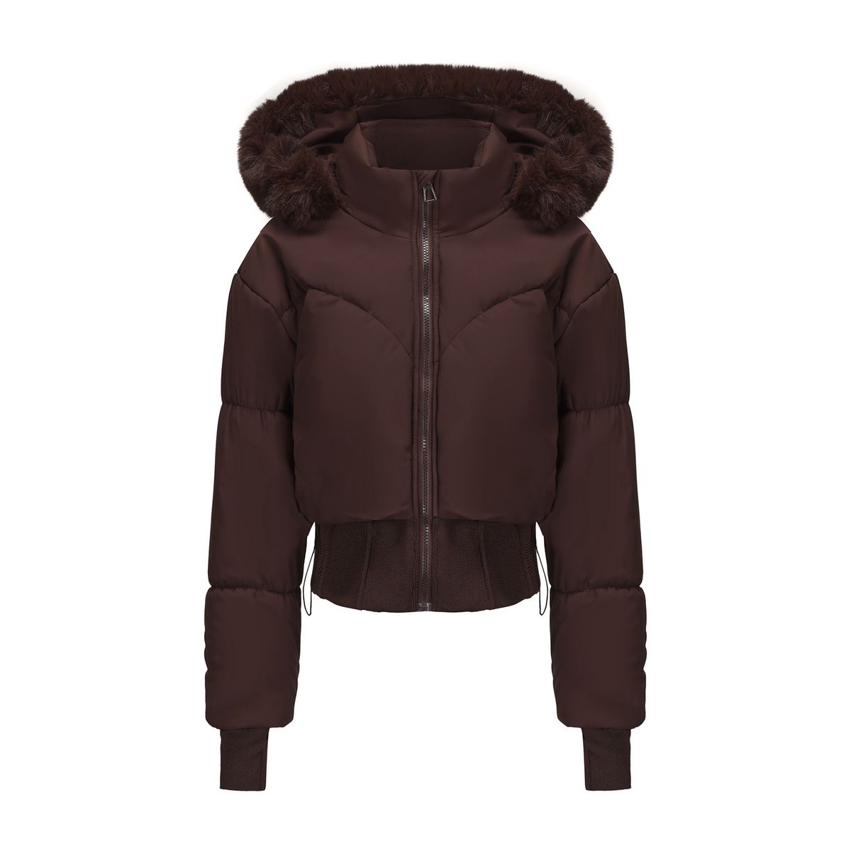 Women's Clothing Warm Cotton Puffer Jacket With Faux Fur Hood - Stylish Winter Coat For Streetwear & Casual Outfits (Black, White-Grey, Brown)_ecoleips.com
