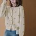 K New V-neck Versatile Soft Style Cardigan With Button Star Soft And Glutinous Sweater For Women's Top. No Bags, Necklaces, Or Other Accessories._ecoleips.com