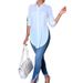Spring/Summer Pure Color Flannel Collar Loose-Fitting Long-Sleeve Fashionable Versatile Cardigan Stylish Commute Shirt_ecoleips.com