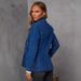 Women's Washed Blue Denim Blazer Jacket, Slim Fit Casual Office Wear, Stretch Comfort, Classic Western Style, S/M/L/XL_ecoleips.com