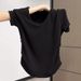 Dopamine-Colored Short-Sleeved Top, Modal Summer V-Neck, Double-Sided Pleated, Waist-Cinching, Slimming, High-End Women'_ecoleips.com