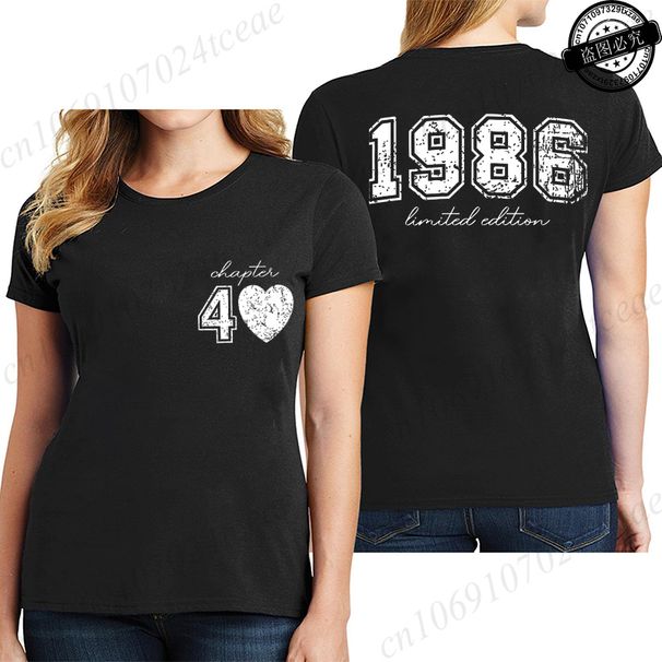 Short Sleeve T-Shirts For Women 40th Birthday Regular Sportswear Vintage 1986 40 Bday Women's Stretch Polyester Casual Creative_ecoleips.com