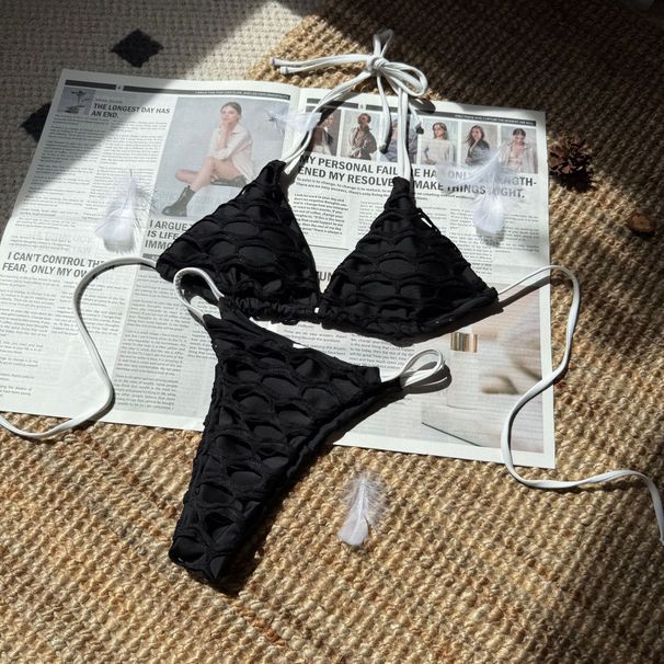 Sexy Cut-Out Bikini Set With Mesh Panels & Adjustable Ties – High-Leg Swimsuit For Women In Beige/White/Black_ecoleips.com