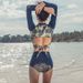 Women's Long Sleeve Rash Guard & Swim Bottom Set – UPF 50+ Sun Protection, Quick-Dry Scuba Diving & Snorkeling Suit (Dark Blue, M-XL)_ecoleips.com