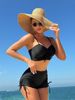 Women's Clothing Solid Color Split Conservative Boxer Shorts Chest Mid Length Pants Side Drawstring Swimsuit_ecoleips.com
