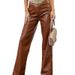 Aria Basics Cross-border Women's Straight-leg European American Leather High-waisted Slimming Retro Long Pants, Loose Wide-leg_ecoleips.com