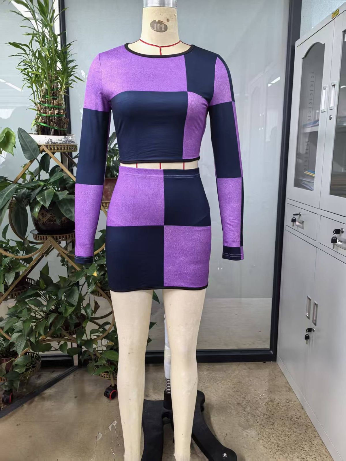 Women's Sexy Midriff Baring Patchwork Two Piece Set Autumn/Winter New Arrival Clothing_ecoleips.com