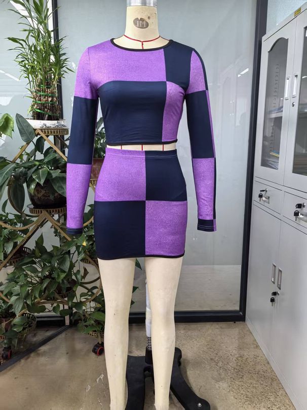 Women's Sexy Midriff Baring Patchwork Two Piece Set Autumn/Winter New Arrival Clothing_ecoleips.com