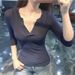 Korean Style Slim Fit Sheer mid Sleeve T-Shirt Women's Fitted Elegant V Neck Low Cut Slimming Base Layer Thin Top_ecoleips.com